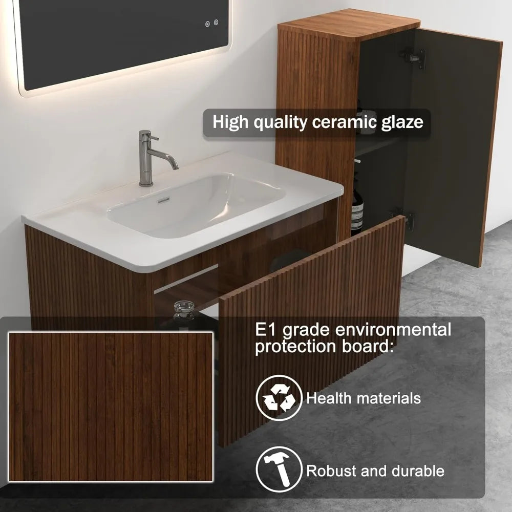 Floating Wall Mounted Bathroom Vanity With Sink And Storage
