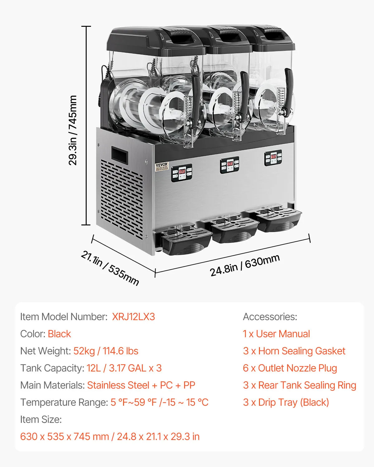 SucceBuy 3-36L Commercial Slushy Machine 1-3 Tanks Stainless Steel Margarita Smoothie Frozen Drink Maker for Home and Restaurants