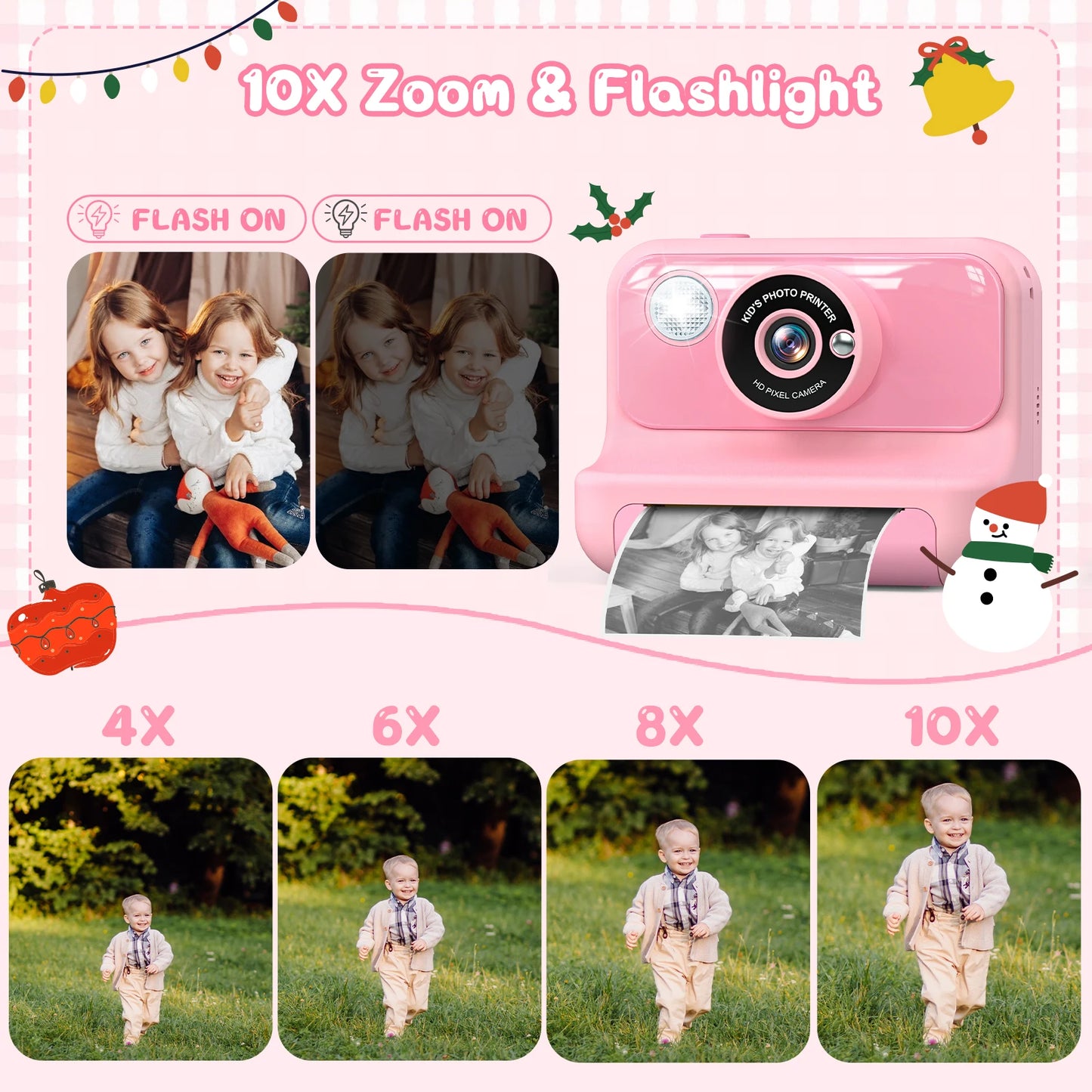 Kids Camera Instant Print 1080P HD Thermal Printing Mini Digital Camera Toy for Toddlers