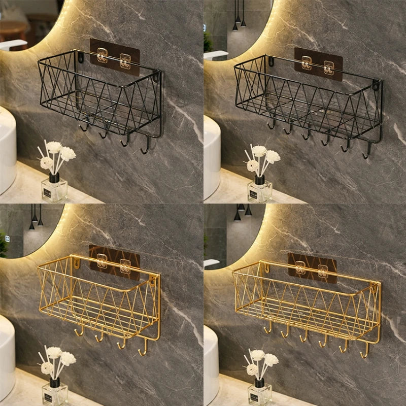 Metal Wall Mounted Basket Organizer Large Capacity Bathroom