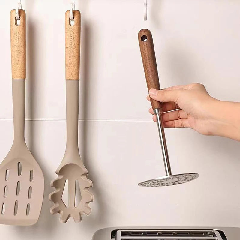 Purple Stainless Steel Potato Masher And Grater Set