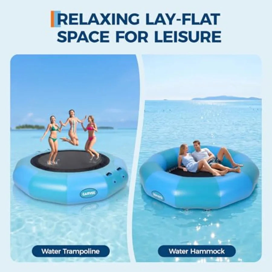 Blue 12Ft Lake Water Trampoline For Adults With Electric Pump And Rope Ladder