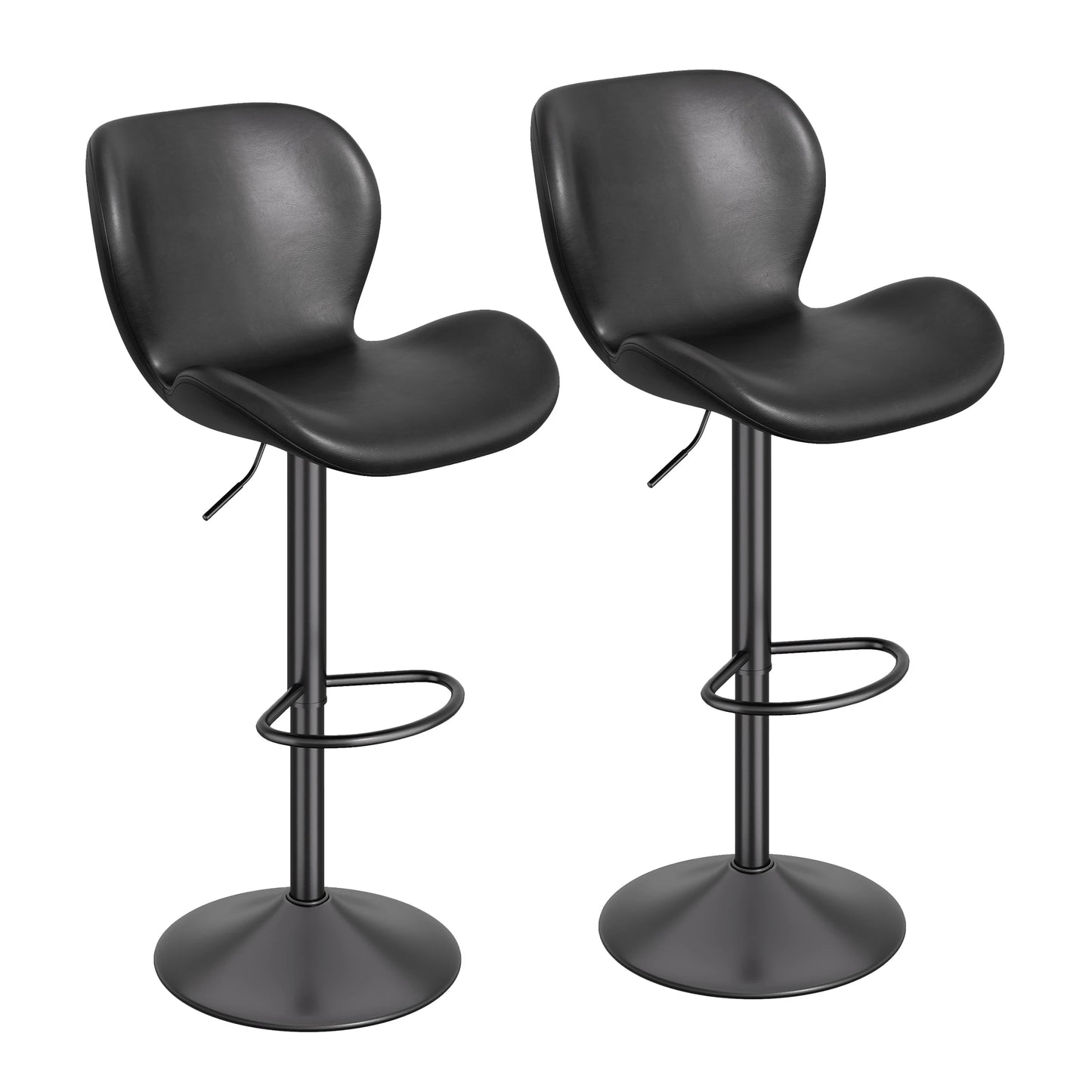 2 Pcs Swivel Bar Stools PU Leather Upholstered With Back