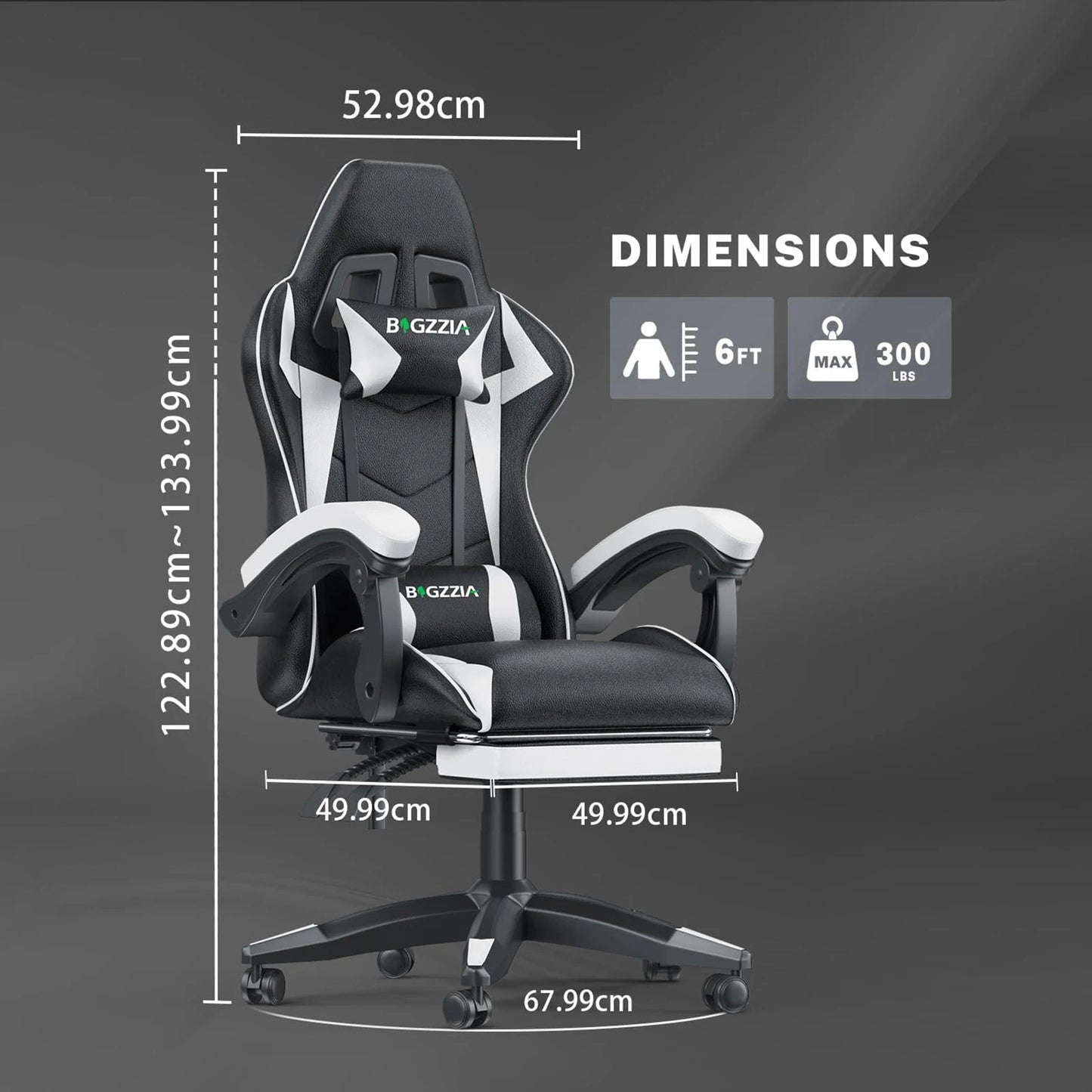 Gaming Chair With Footrest Ergonomic Lumbar Cushion Headrest