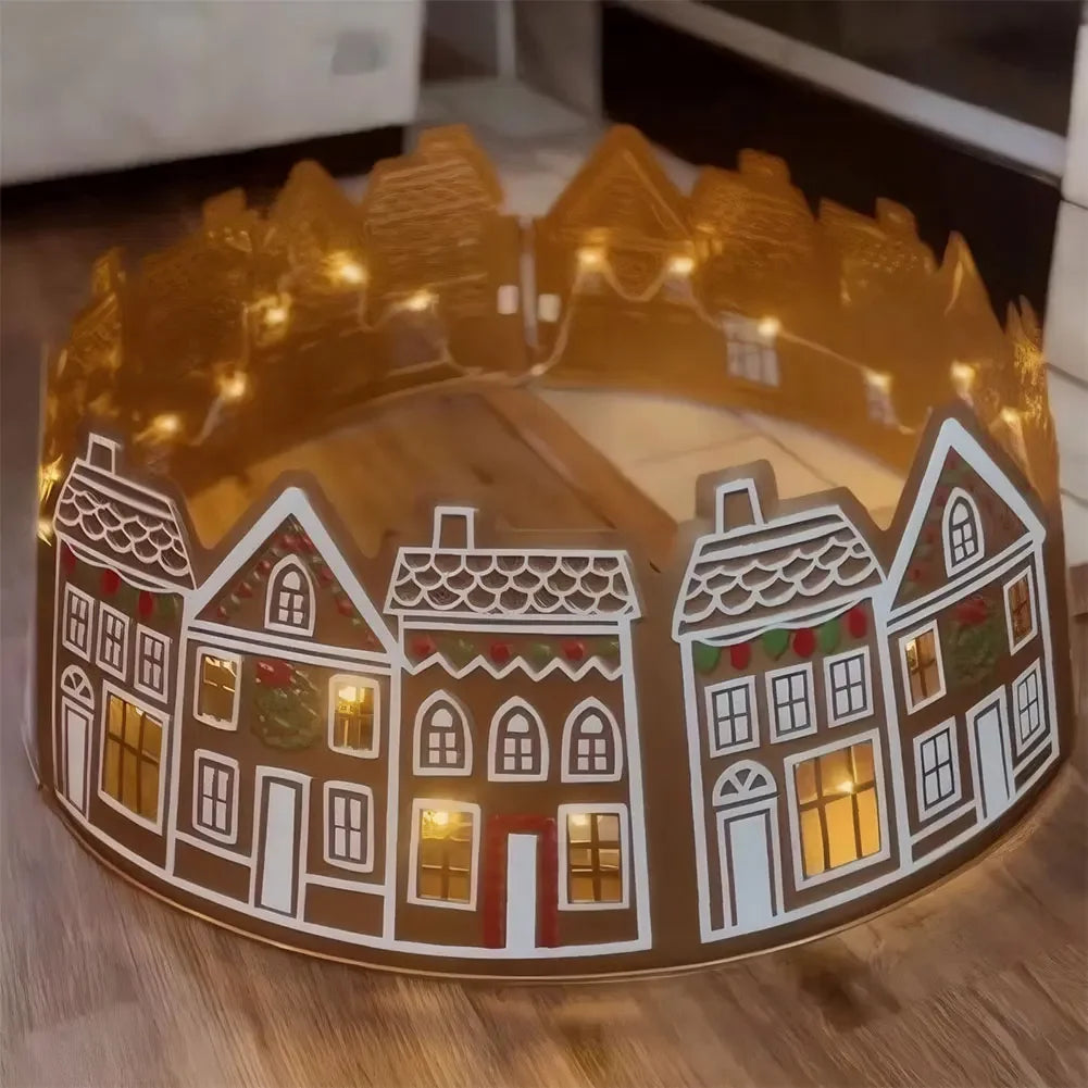 Gingerbread House Tree Collar With LED Lights Skirt