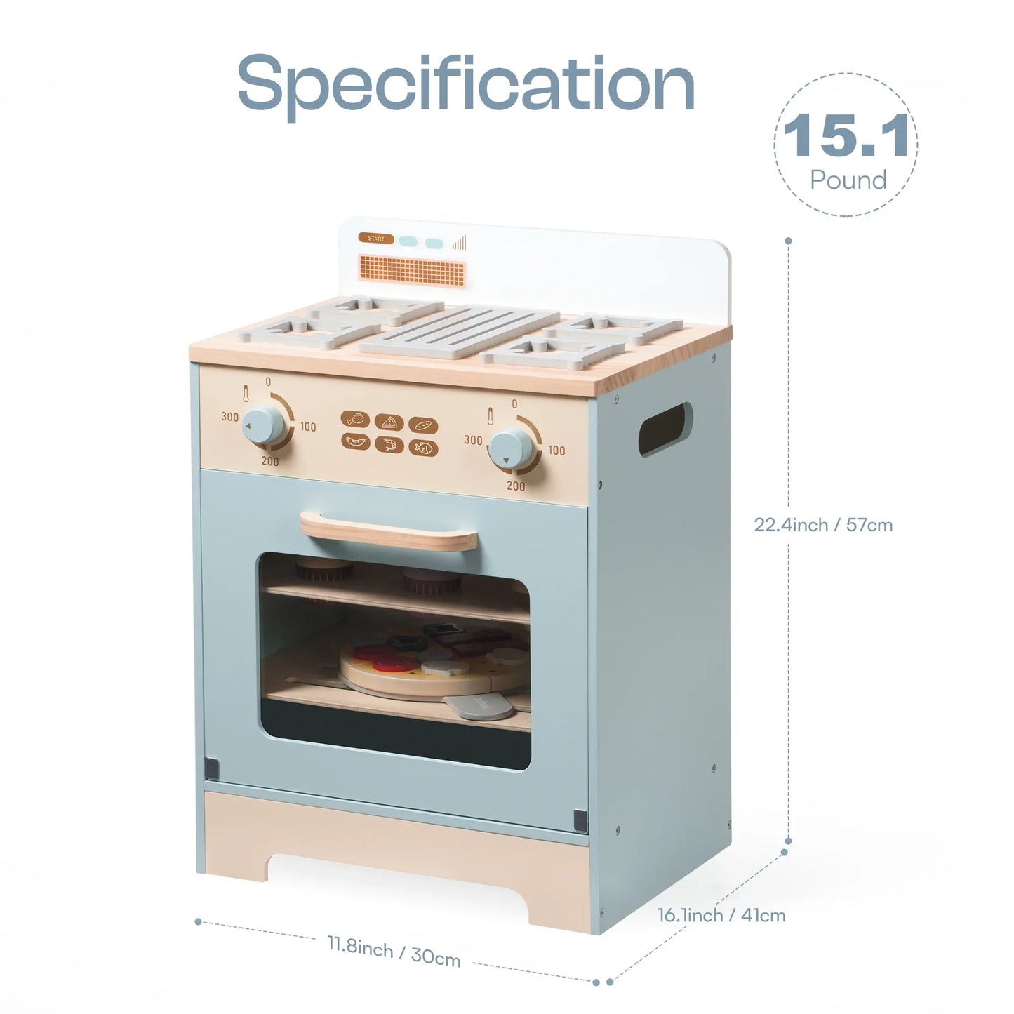 Robotime Robud Wooden Kitchen Washer Playset For Kids Blue