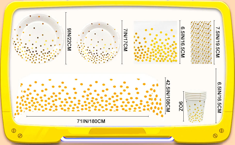 White And Gold Disposable Dishware Set 121pcs Cups Napkins