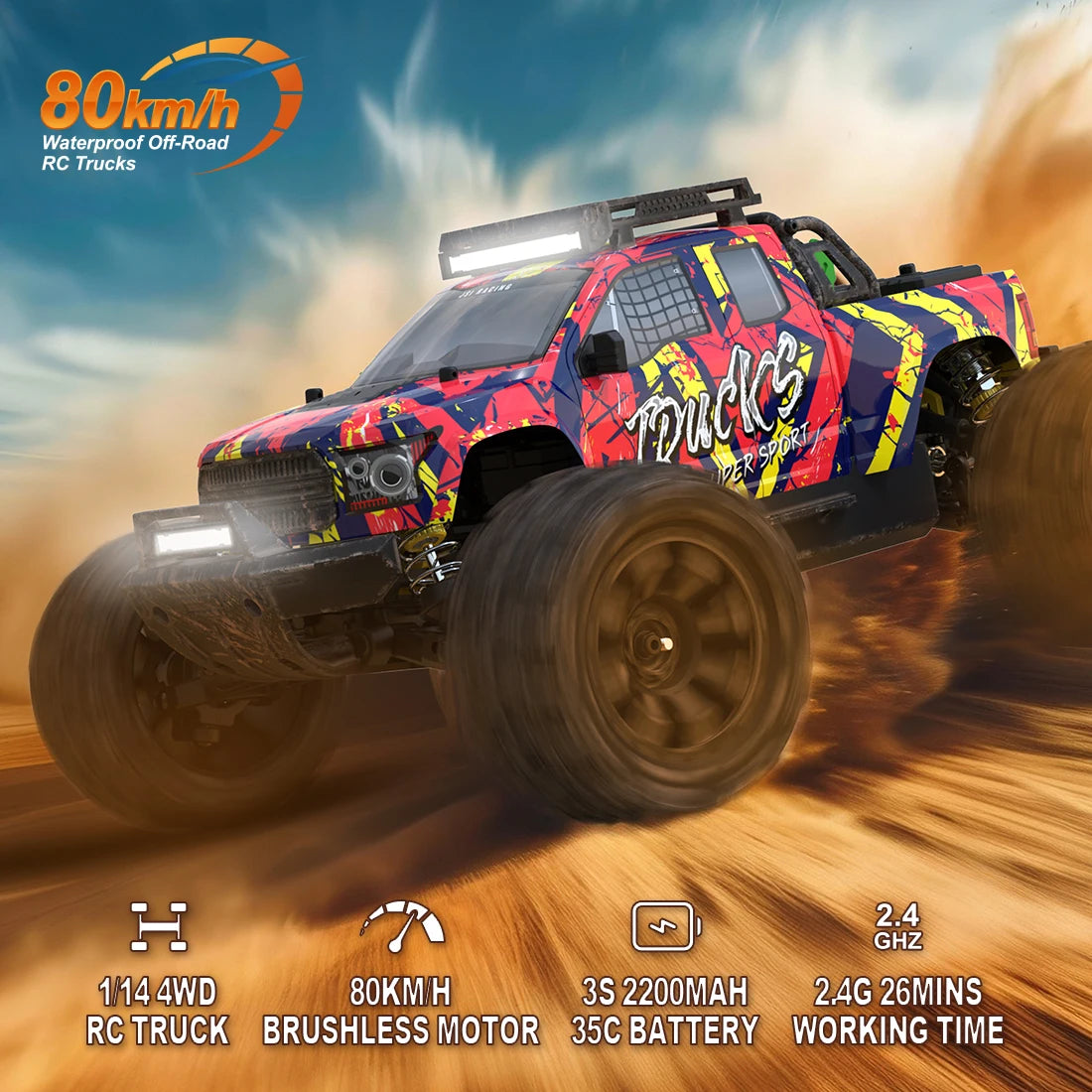 Jiusi PT14R MT14R One Fourteenth RC Car 4WD Brushless Truck
