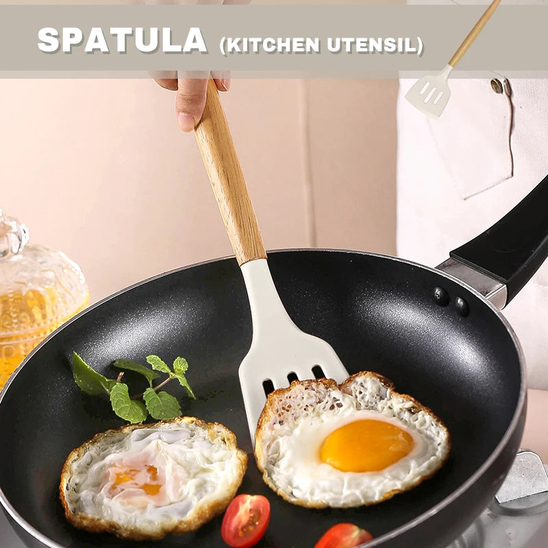 12 Piece Silicone Kitchenware Cooking Utensils Set Non Stick Cookware Spatula Shovel Egg Beaters Baking Set with Storage Bucket