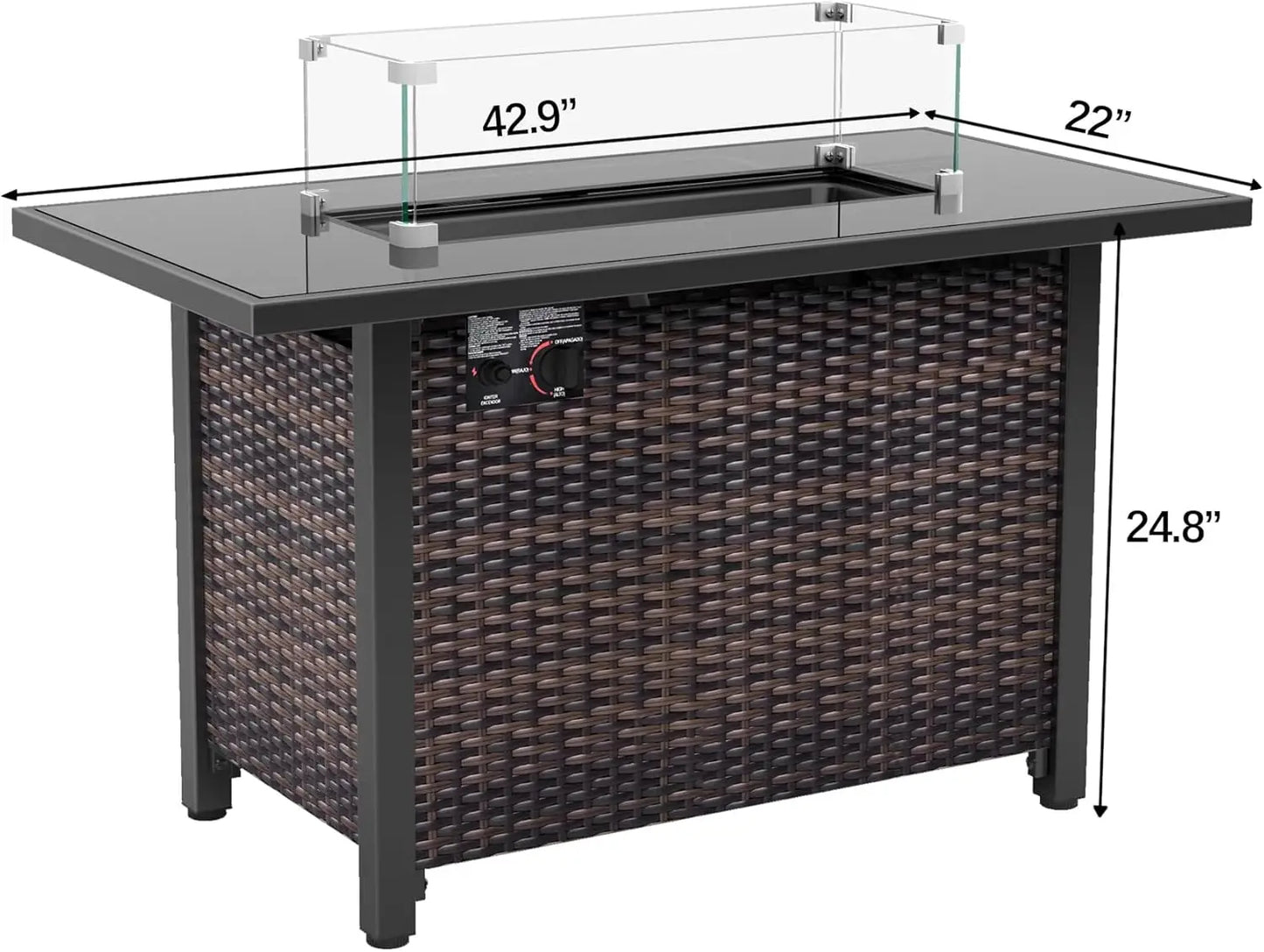 43 Inch Propane Fire Pits Outdoor Table With Auto Ignition