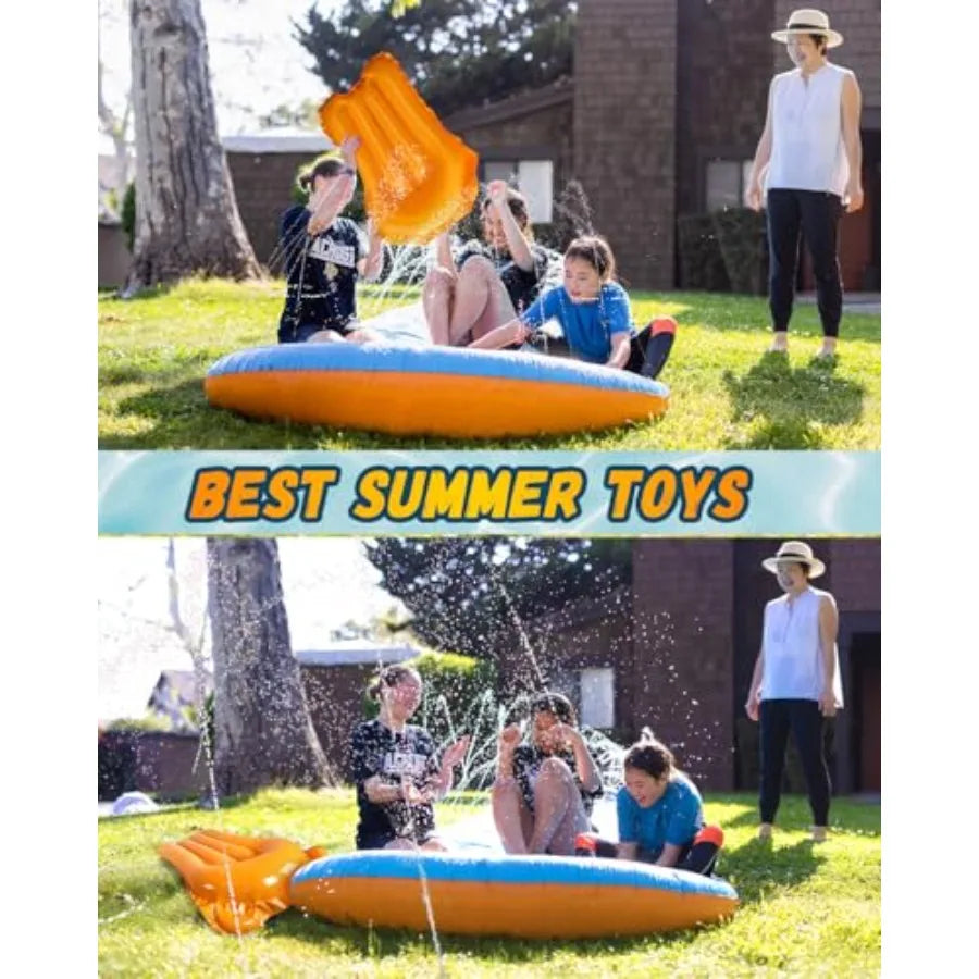 32 Feet Slip And Water Slide For Adults Backyard Water Toys With Sprinkler Blue