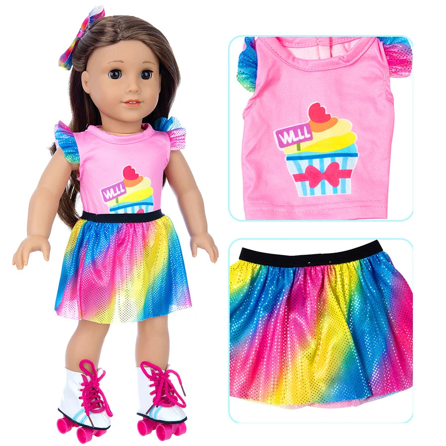 Vest Jacket And Short Skirt Doll Outfit For 18 Inch Dolls