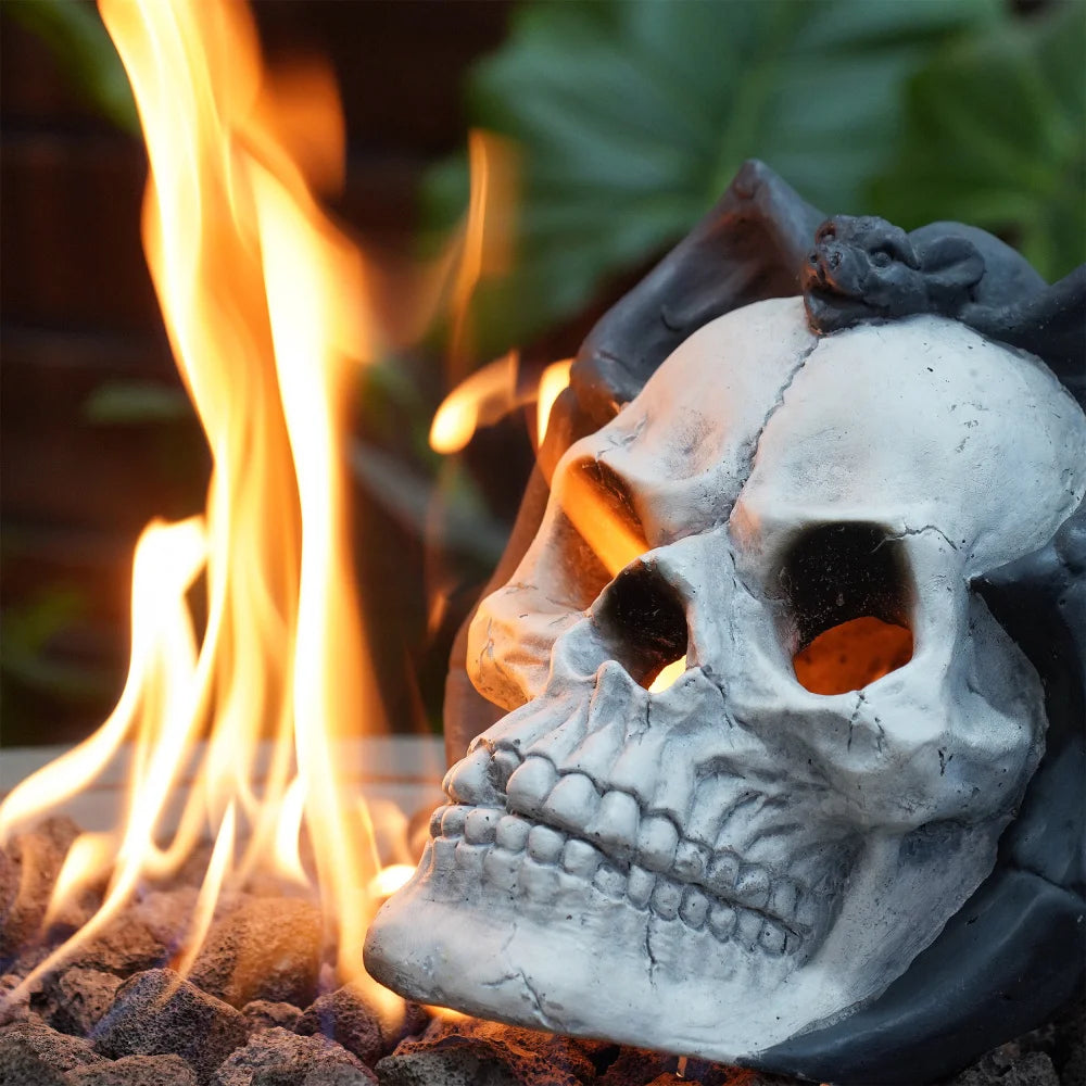 Demon Skull Gas Log Ventless Fire Pit Outdoor Decor