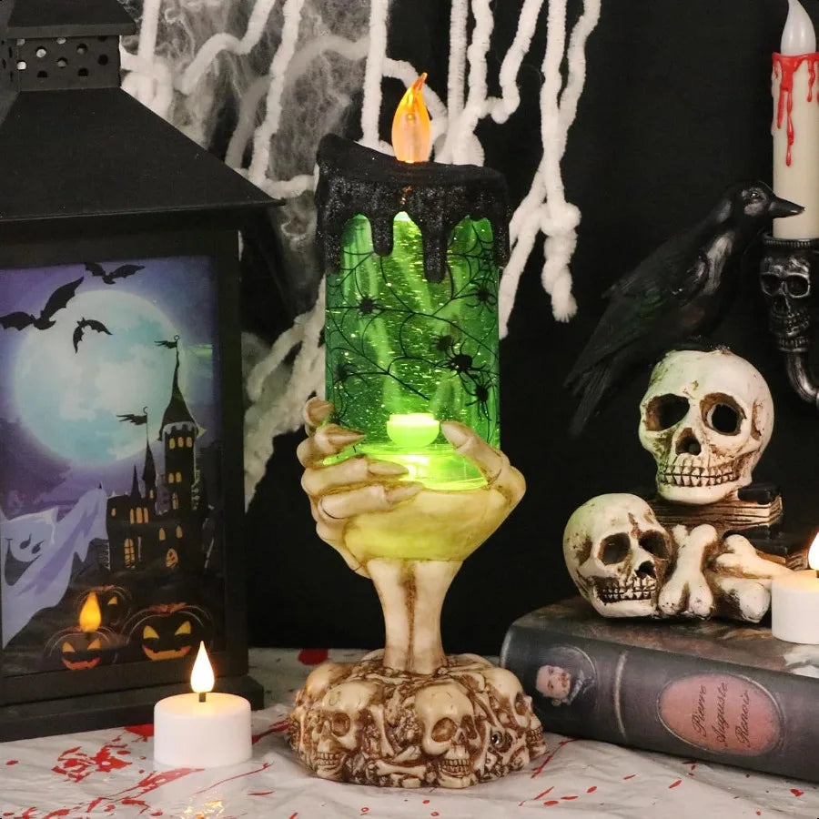 Halloween Spooky Snow Globe Candles Lighted USB Powered