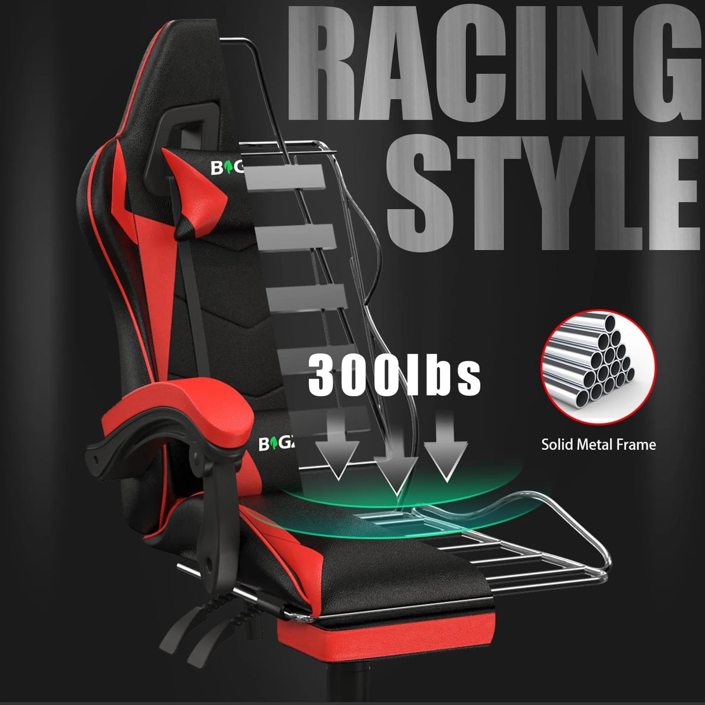 Gaming Chair With Footrest Ergonomic Lumbar Cushion Headrest