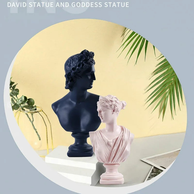 Ancient Greece Resin David Venus Head Statue Decoration for Home Living Room Office Desktop Sculpture