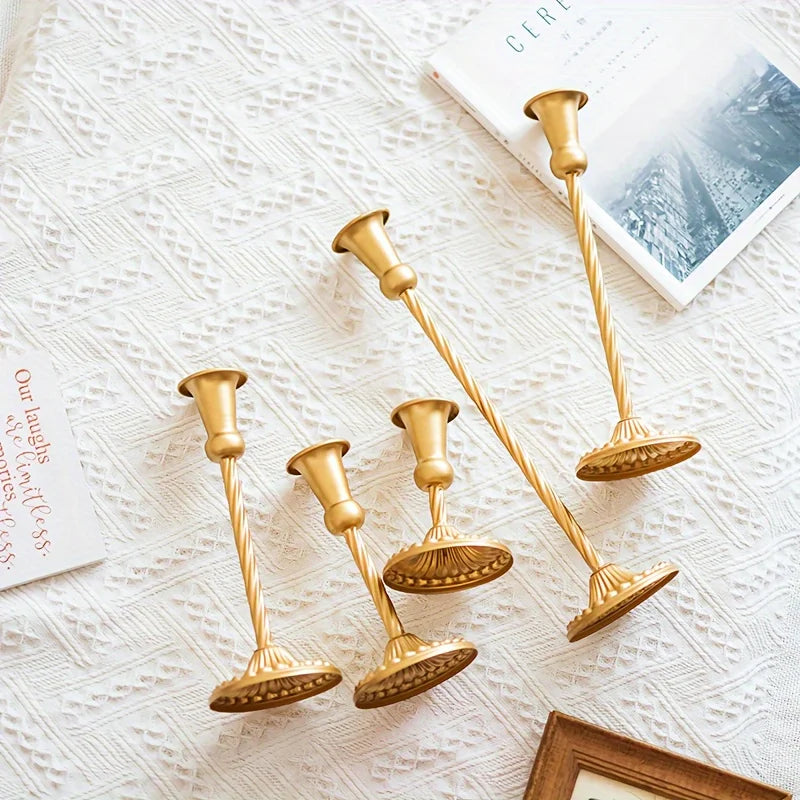 Gold Candlestick Holders Set of 5 for Wedding Centerpieces