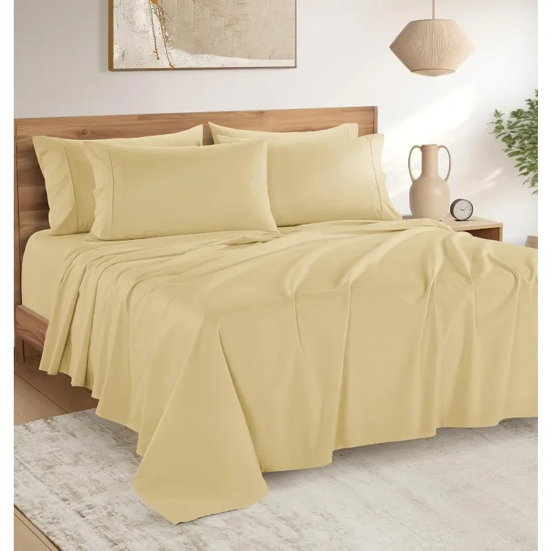 Platino 100 Percent Cotton Queen Sheet Set 6 Piece Percale