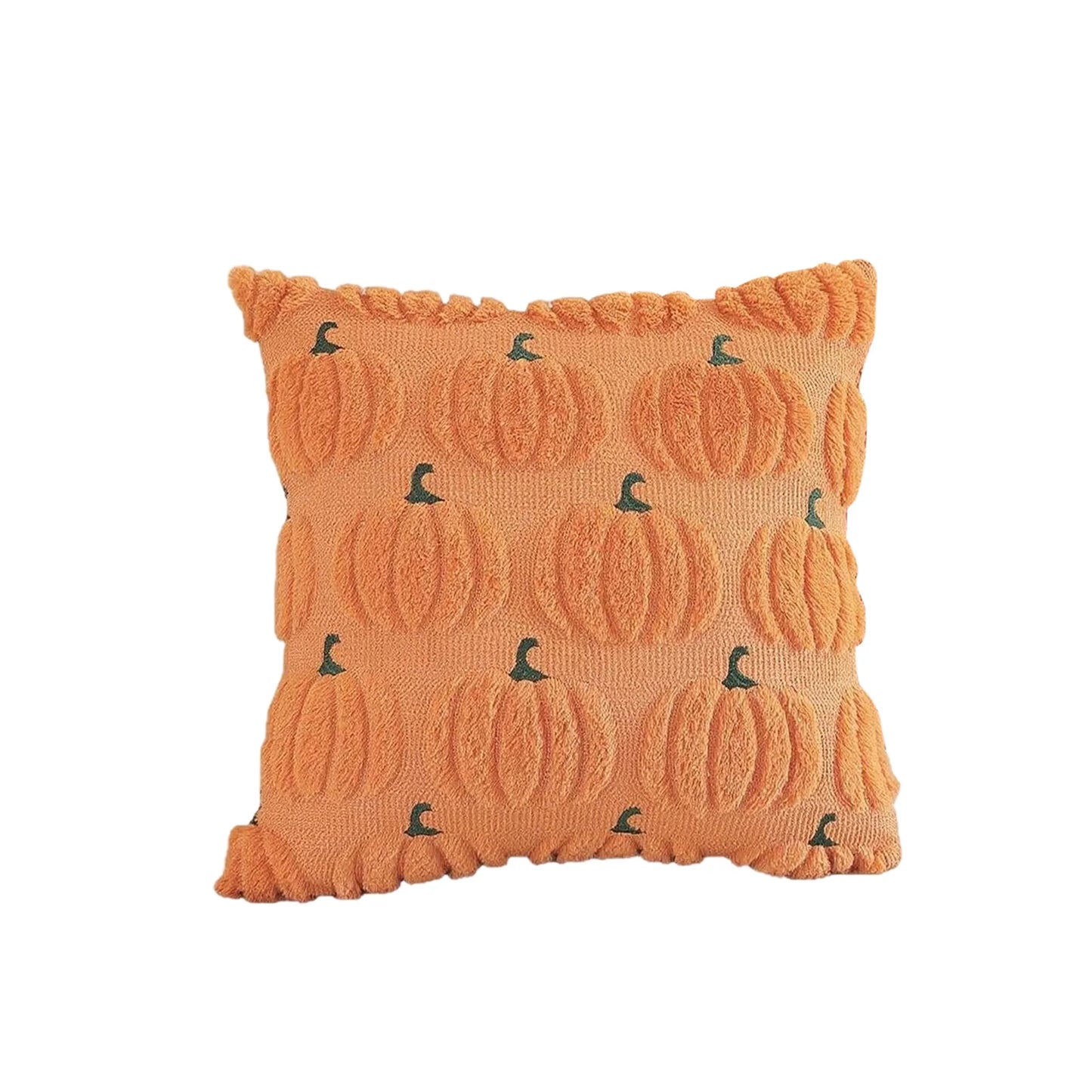 Spooky Halloween Pillowcase With Fuzzy Pumpkin Jacquard