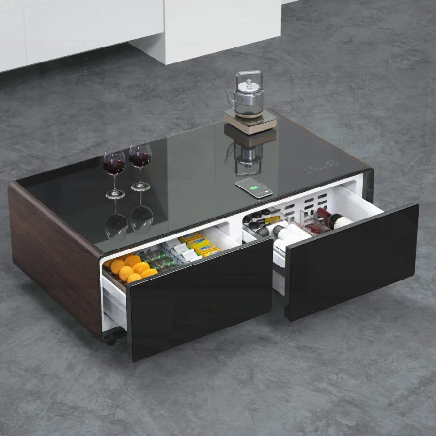 Modern Smart Coffee Table Builtin Fridge Bluetooth Speaker