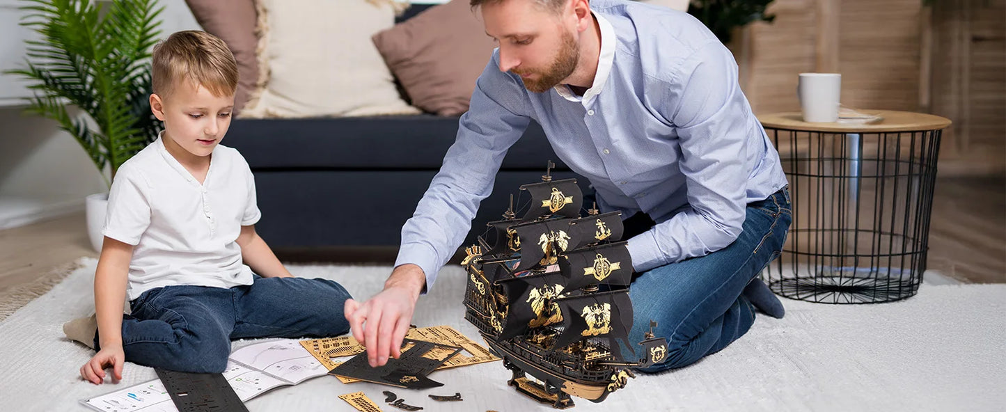 Robotime 3D Wooden Ship Model Kit The Seahorse Barque For Teens And Adults