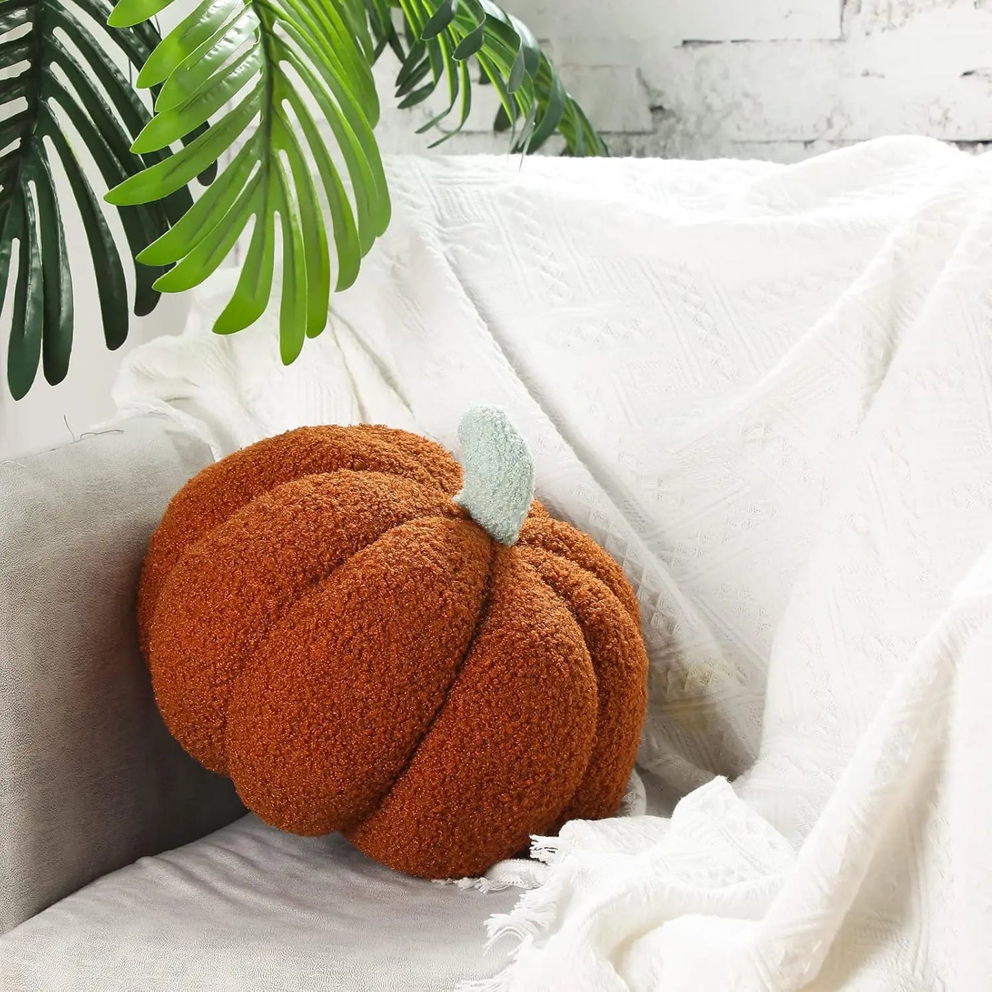 Two Pack 3D Plush Pumpkin Pillows Fall Decor For Holidays