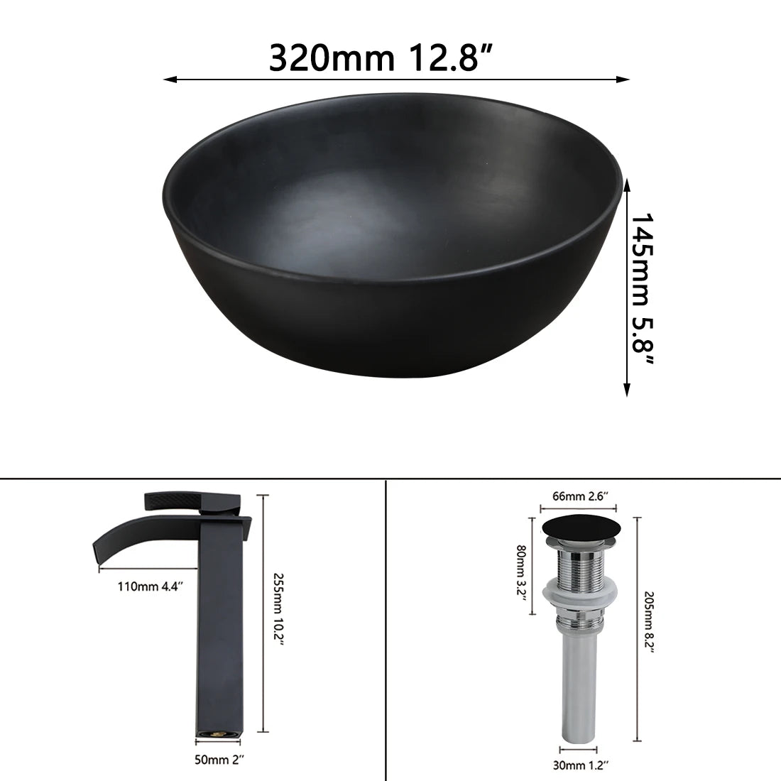 KEMAIDI Modern Vessel Sink Basin Above Counter With Faucet