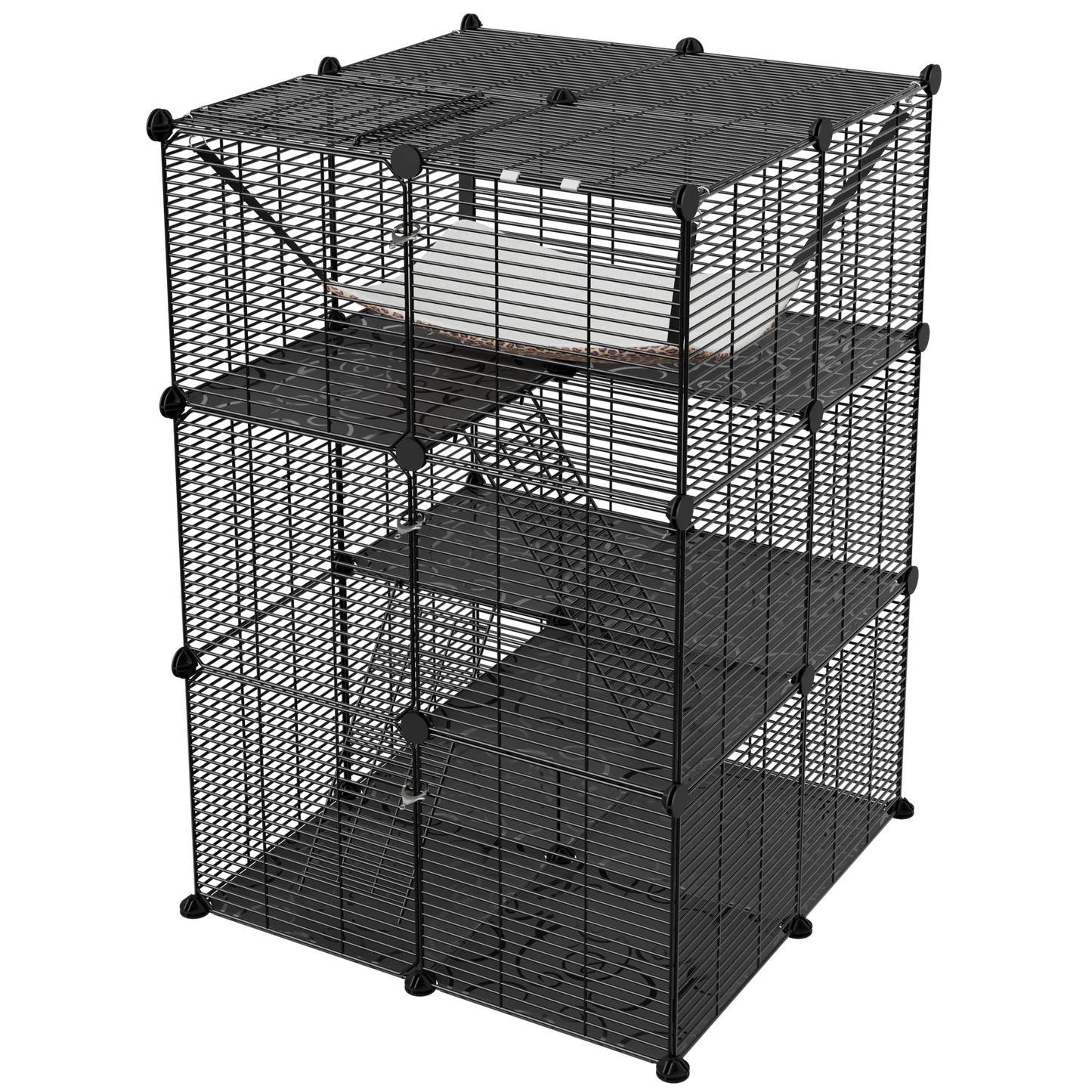 3 Tier Metal Wire Cat Cage With Hammock For 1 To 2 Cats