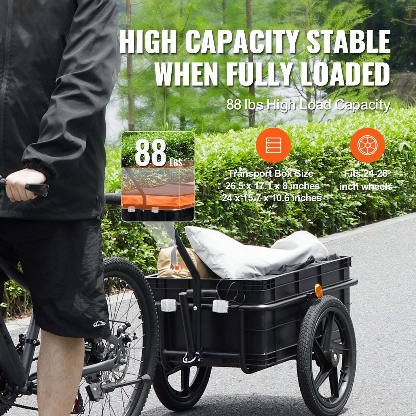 SucceBuy 88Lbs Bike Cargo Trailer Foldable With 16in Wheels