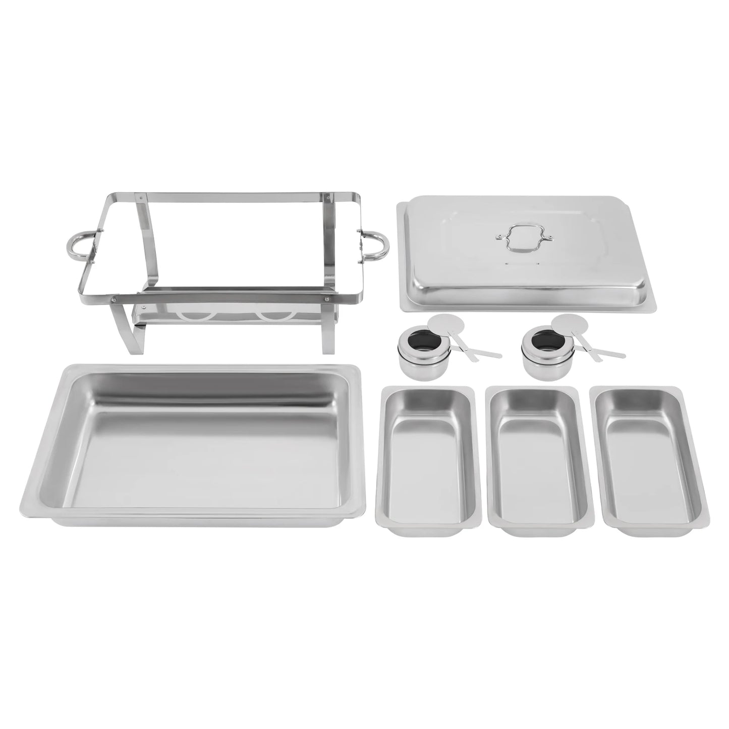 Chafing Dish Buffet Set 3 Grid Stainless Steel Rectangular Catering Warmer Set 63.5 x 35.5 x 32 cm