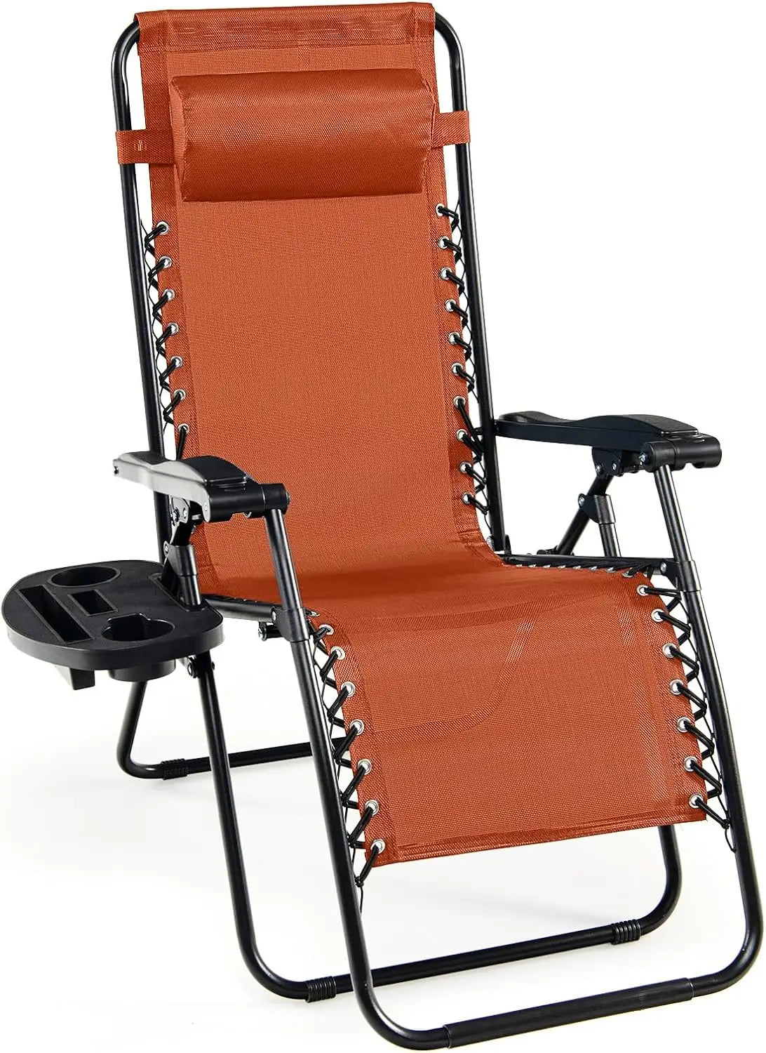 Zero Gravity Lounge Chairs 160 Degree Adjustable Folding Recliner with Pillow and Cup Holder 350 Pounds Comfy Outdoor Lounge Chairs