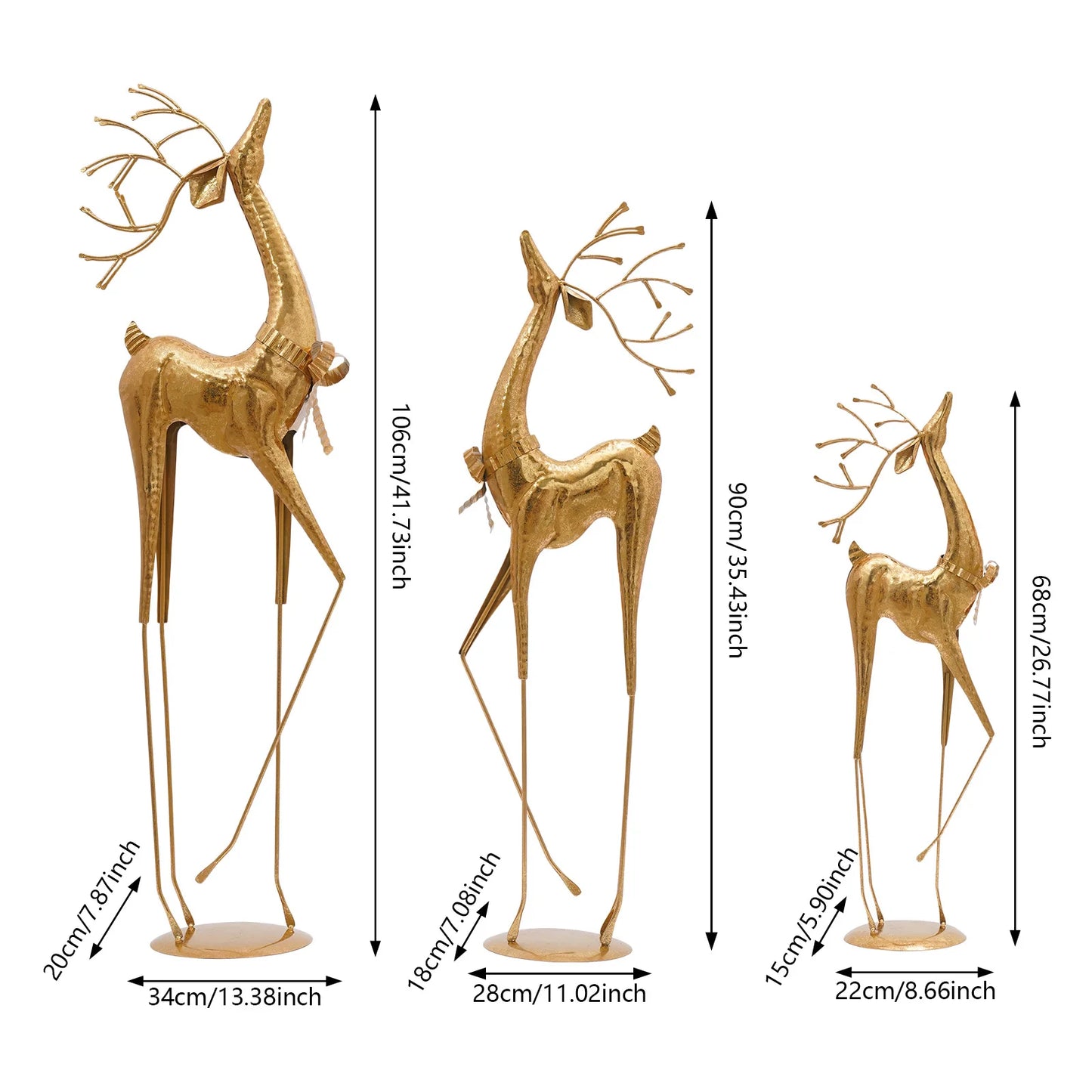 House Studio Gold Reindeer Statue Christmas Decor Indoor