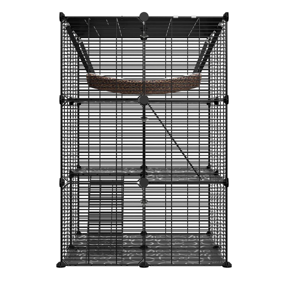 3 Tier Metal Wire Cat Cage With Hammock For 1 To 2 Cats
