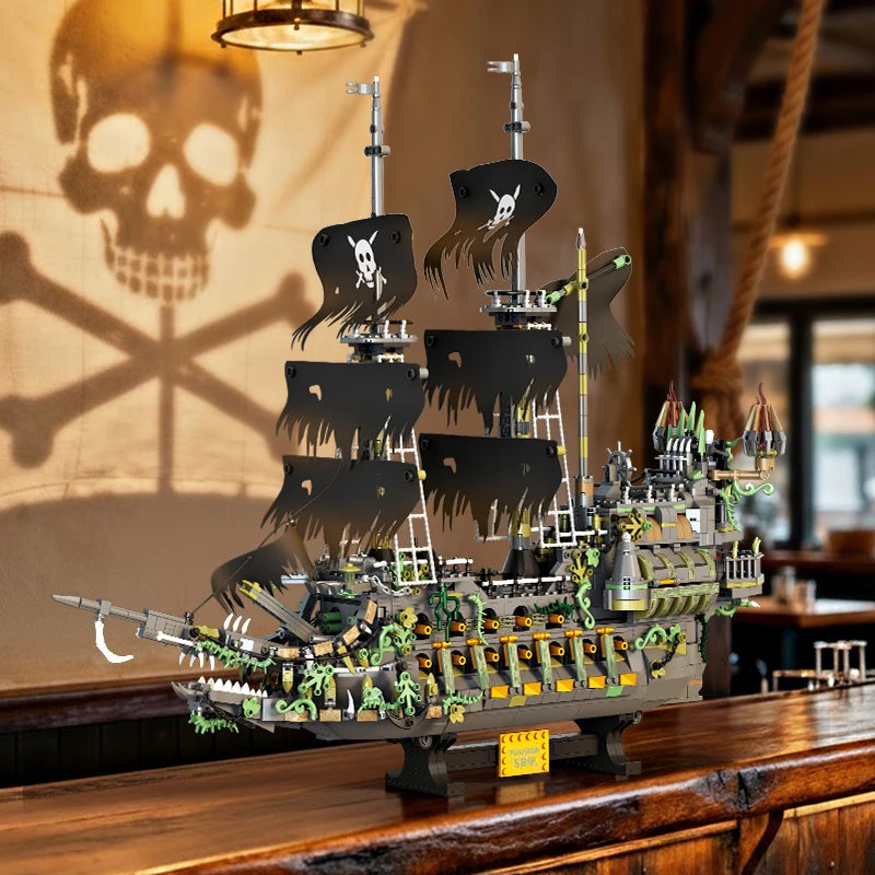 Pirate Ship Building Blocks Set 2434 Pieces Flying Dutchman Desktop Ornament