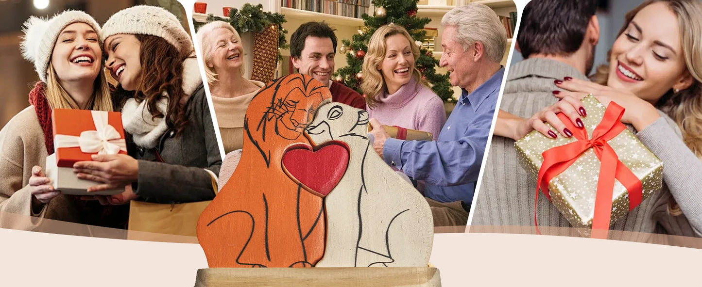 Personalized Custom Bear Family Wooden Puzzle DIY Free Engraving Name Sculpture Home Desk Decor Figurines Christmas Birthday Gift