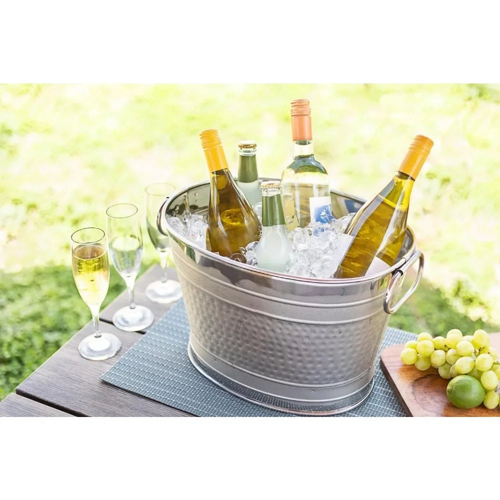 Stainless Steel Ice Bucket With Handles For Wine And Drinks