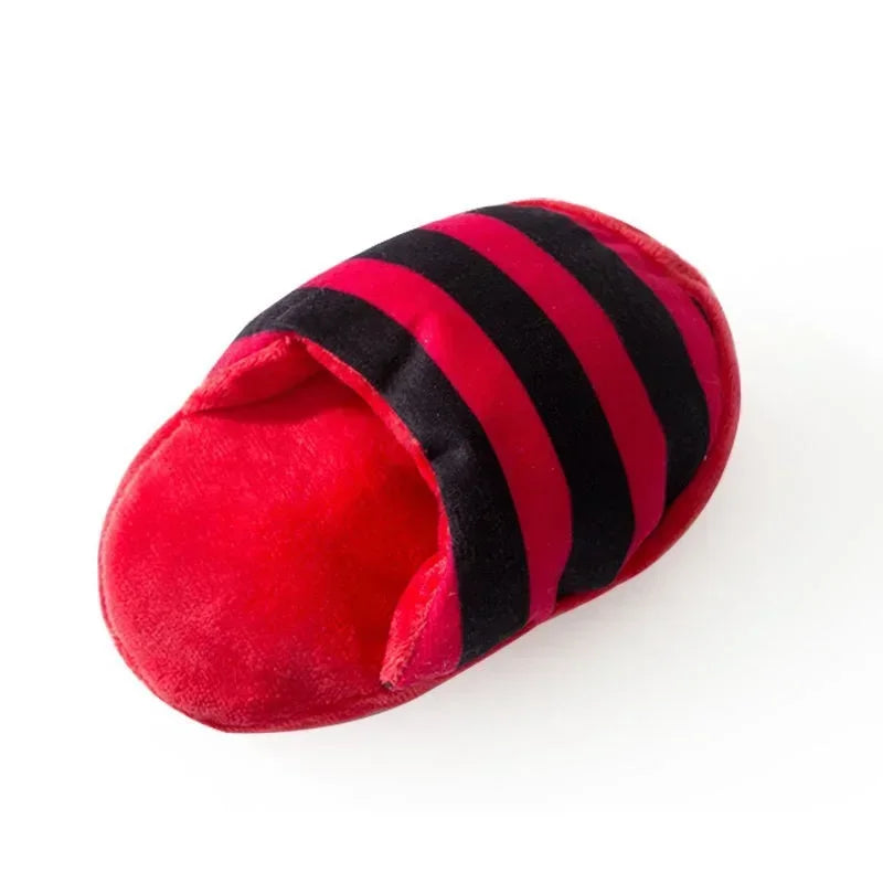 Interactive Plush Flip Flop Chew Toy Squeaker Small Dogs