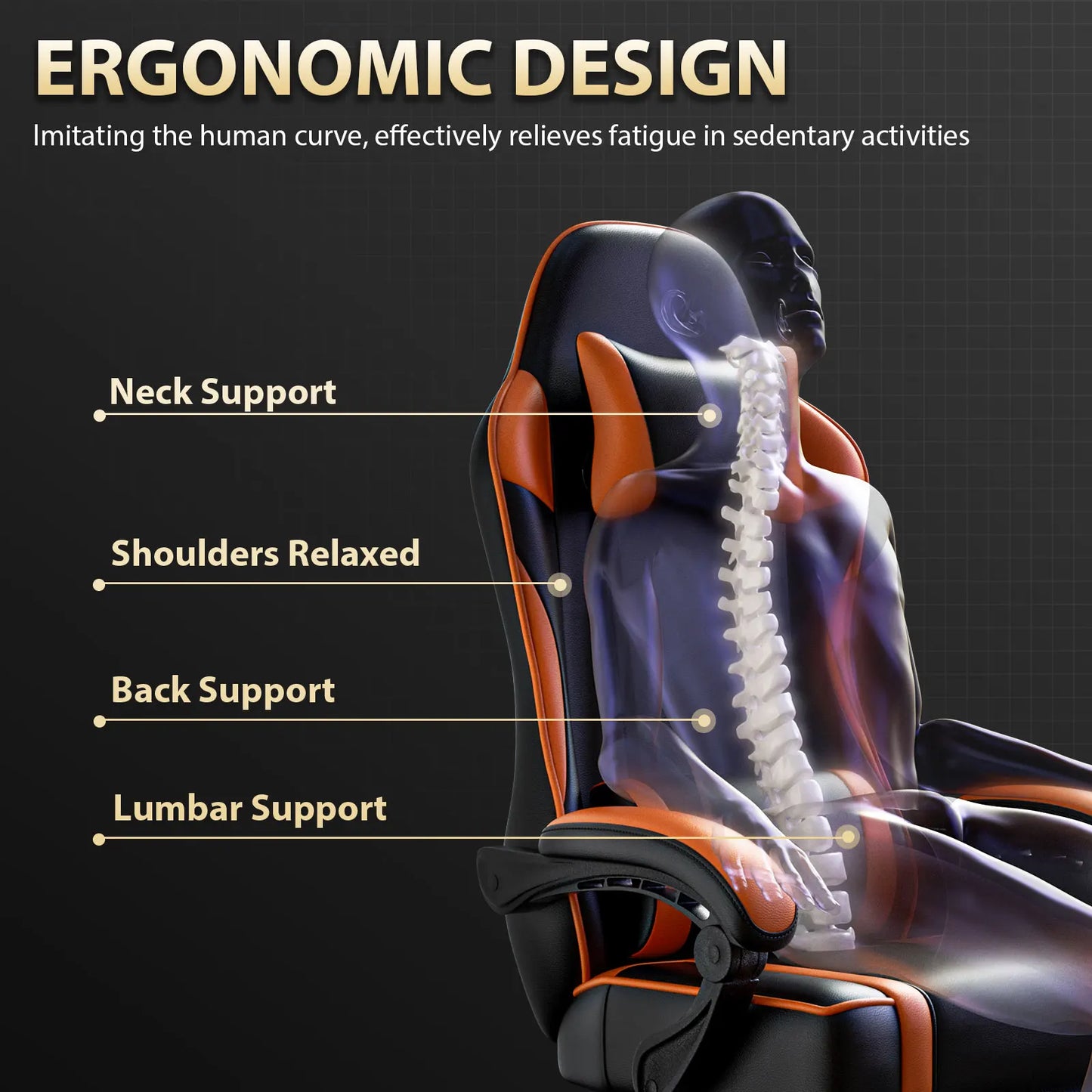 Gaming Chair With Footrest PU Leather Reclining Chair