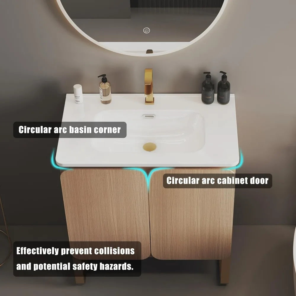 30 Inch Freestanding Bathroom Vanity With Overflow Sink