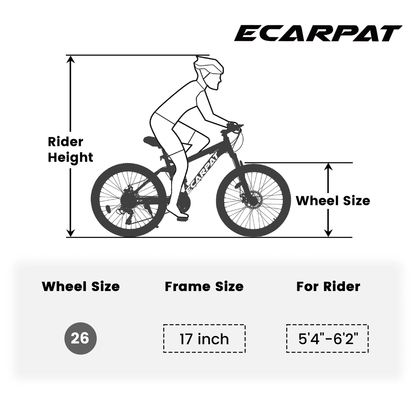 Ecarpat 26 Inch Mountain Fat Tire Bike 21 Speed Frame