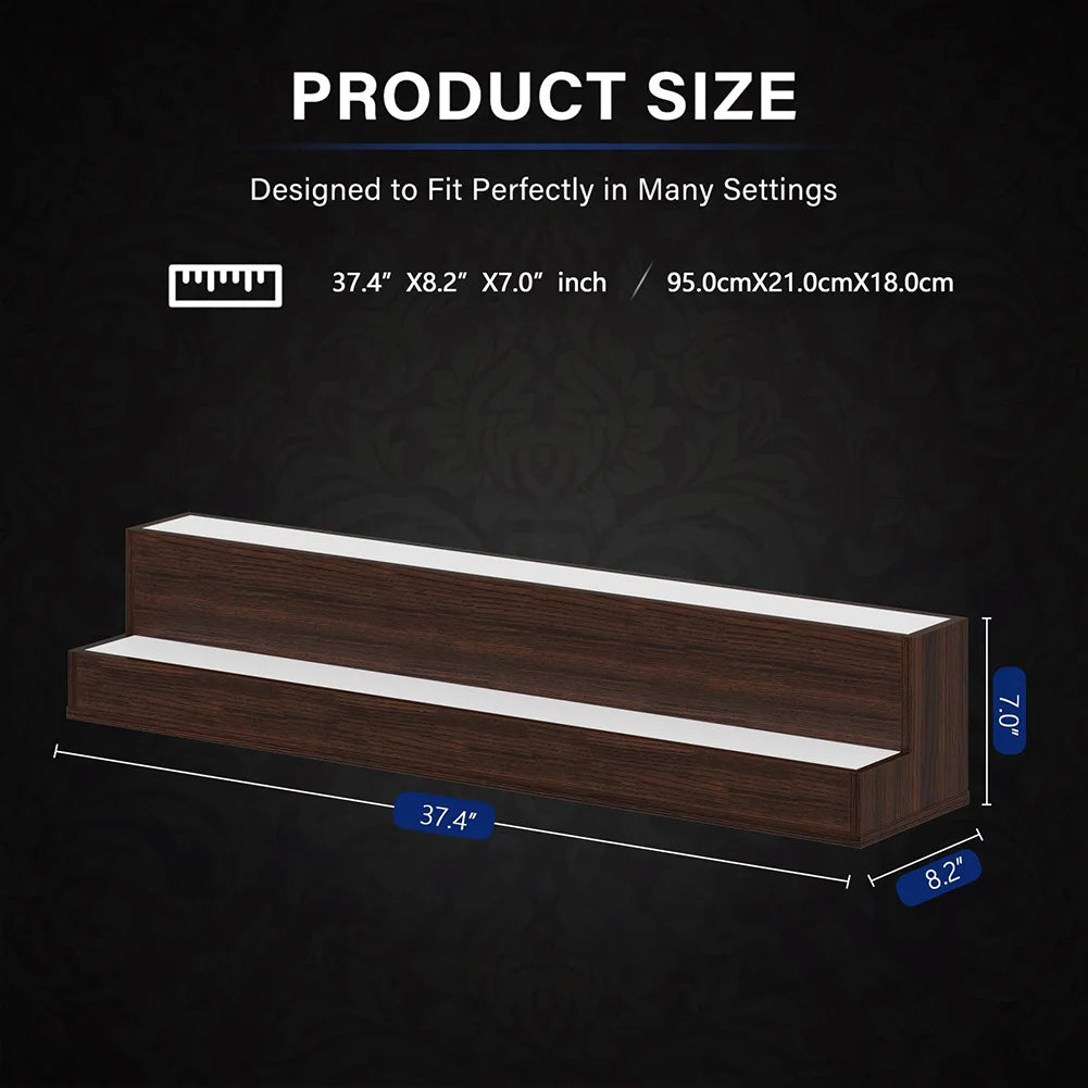 Led Lighted Wooden Liquor Shelves With App Remote Control