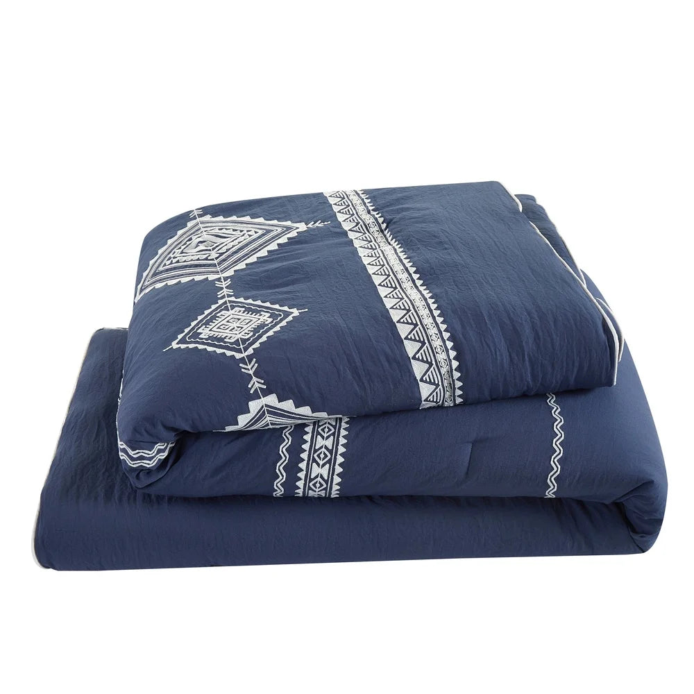 Navy 12 Piece Bed in a Bag Comforter Set with Sheets Decorative Pillows Soft Fabric Queen Bedding Set Machine Washable Durable