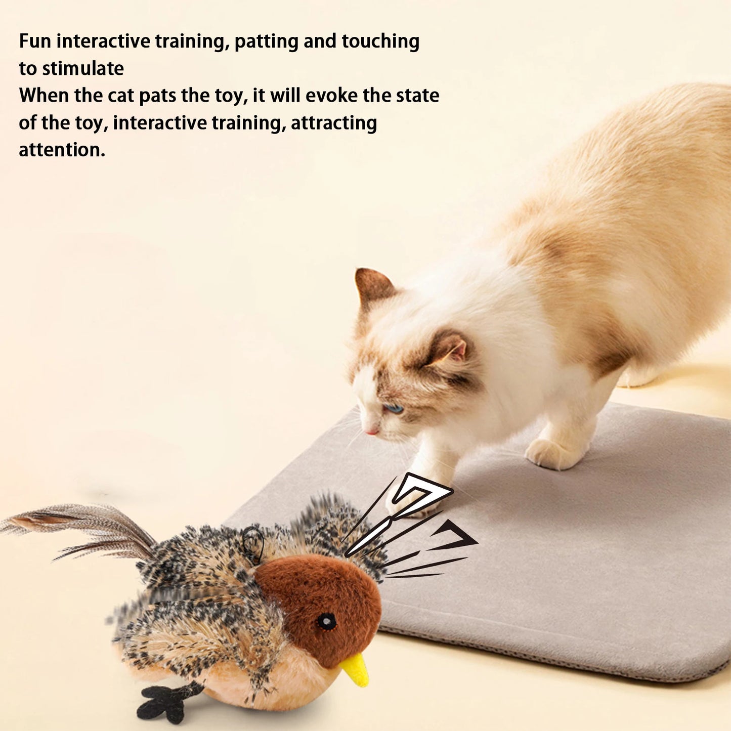 Remote Control Chirping Bird Plush Toy for Kitten and Cat