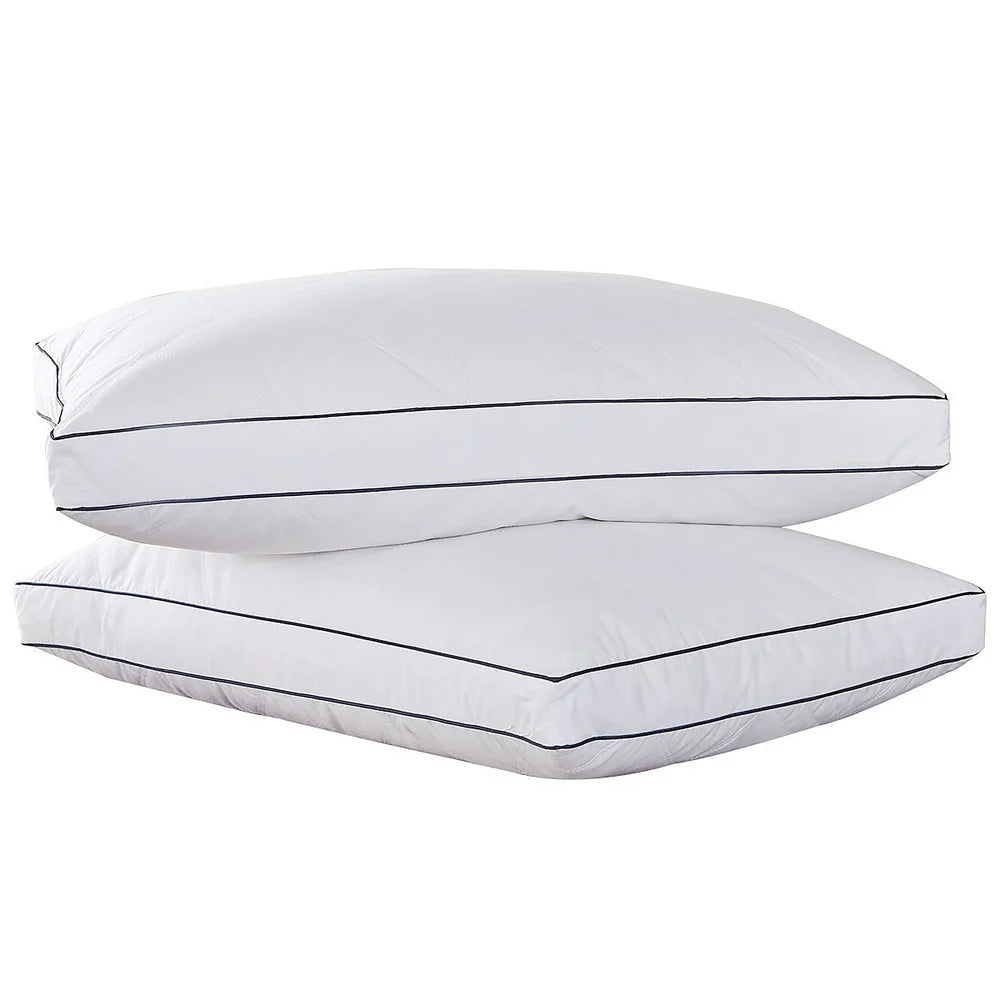 King Size Hypoallergenic Pillow Set of Two Goose Feather Down Filling Soft Plush Support for Back and Side Sleepers