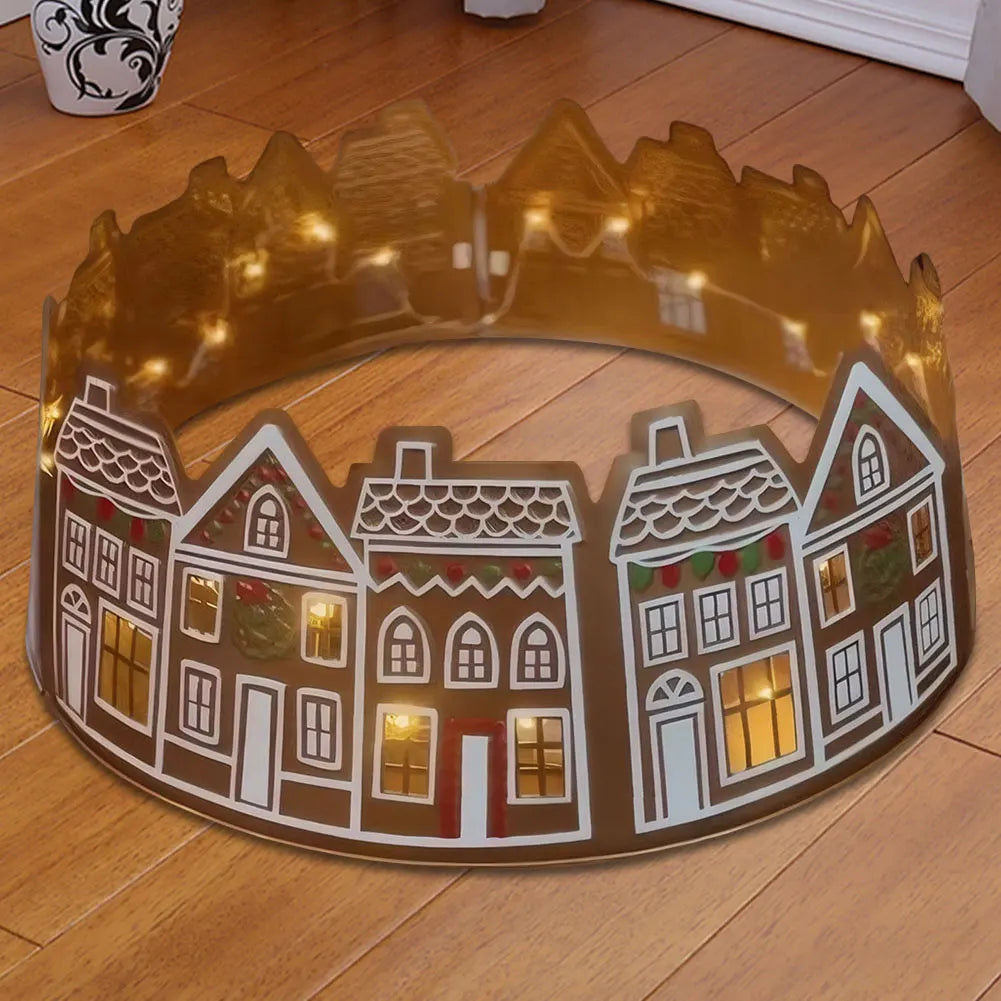Gingerbread House Tree Collar With LED Lights Skirt