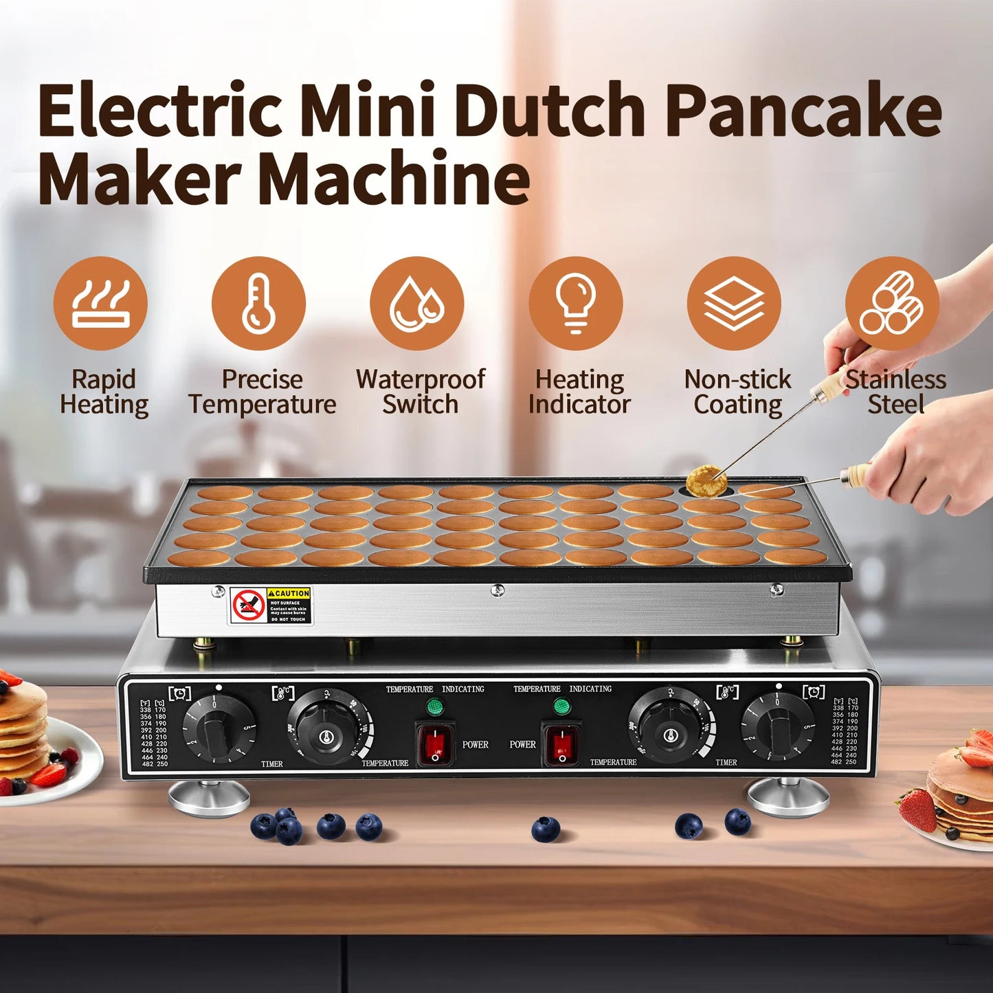 Electric Waffle Maker 50PCS Mini Dutch Round Pancake Muffin Maker Dorayaki Machine Kitchen Appliance Waffle Iron