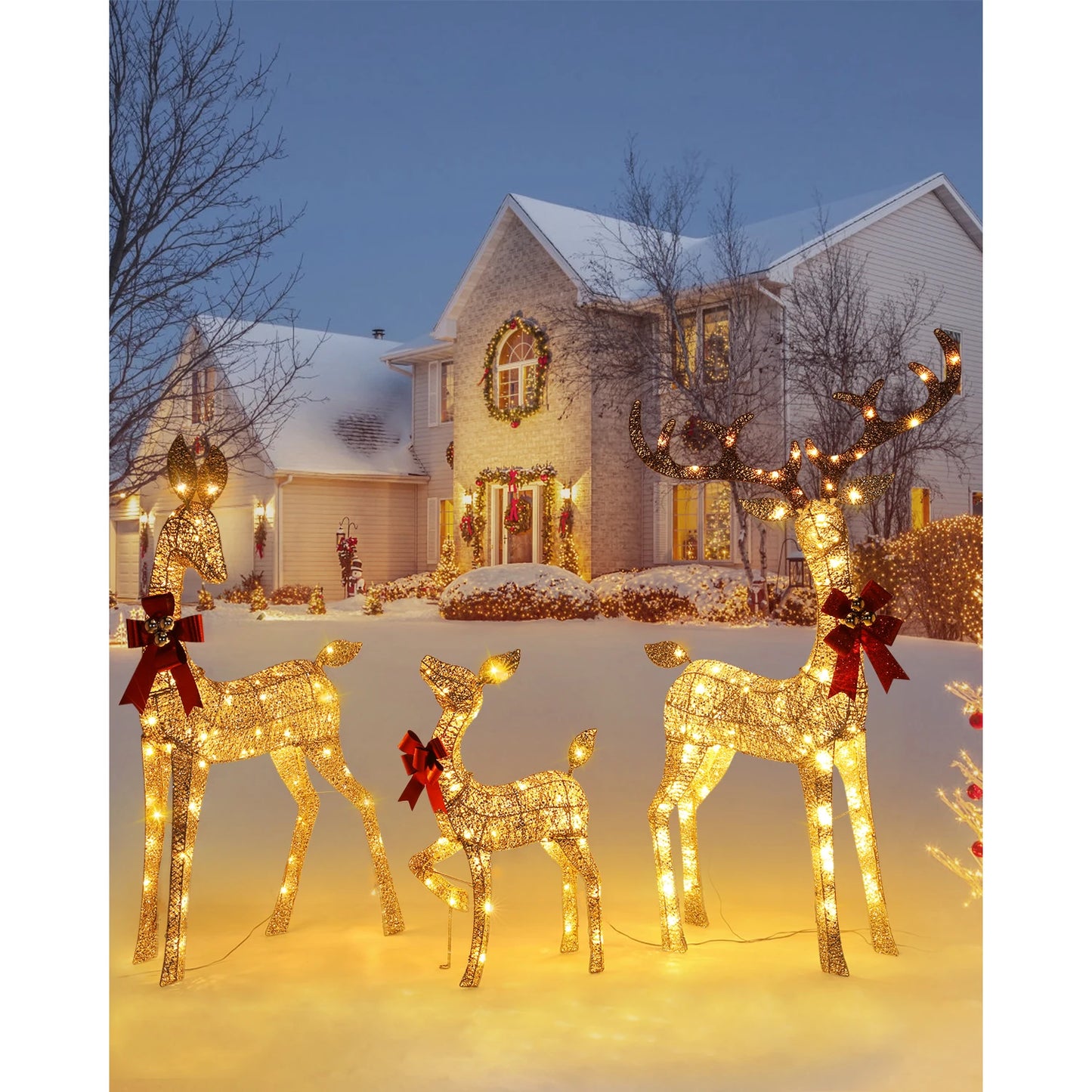 Indoor Outdoor Christmas Deer Family Set With LED Lights