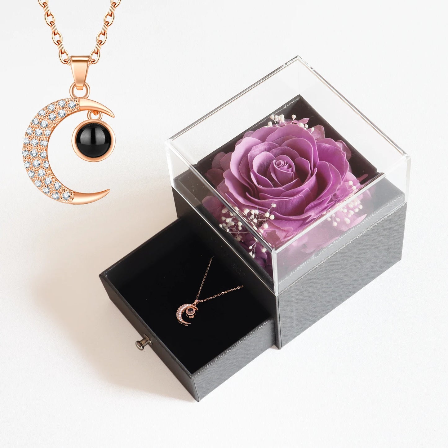 Eternal Soap Rose Jewelry Box With Necklace Set Gift Box
