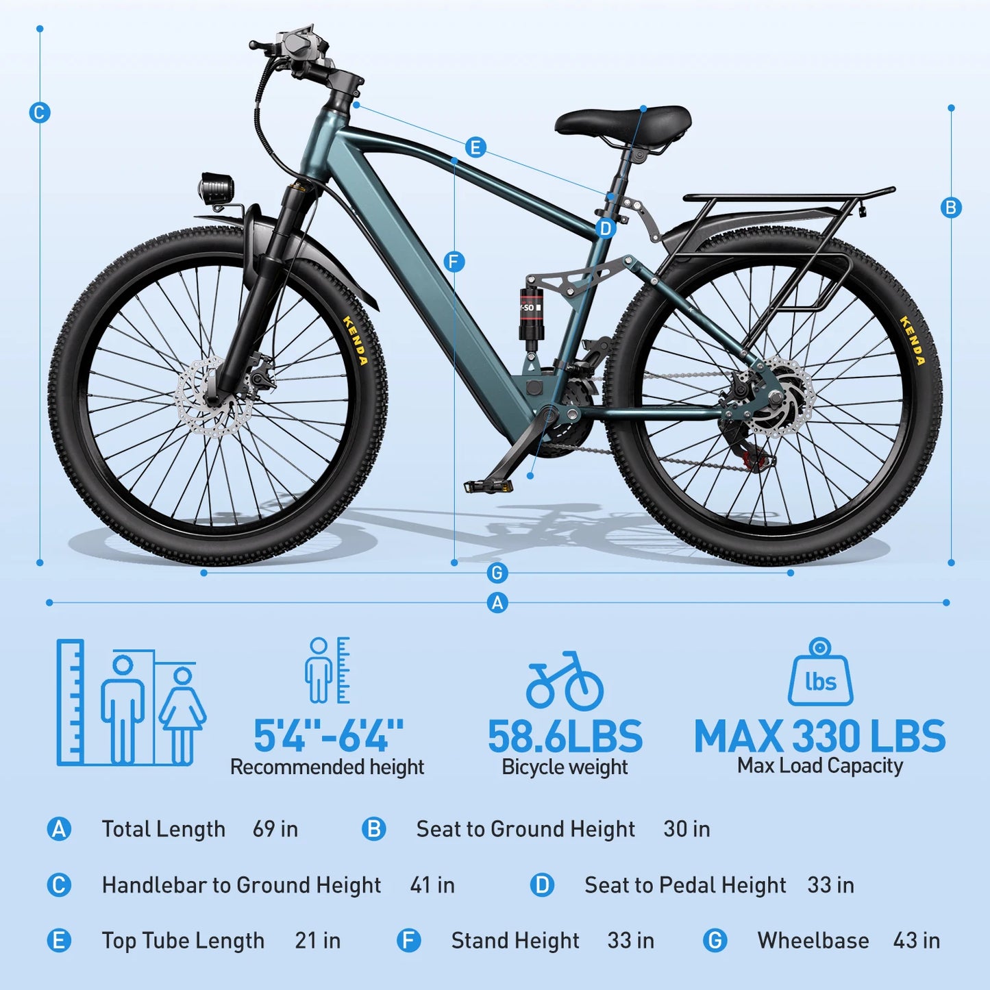 Adults Electric Mountain Bike 26 Inch 36V 500W 21 Speed