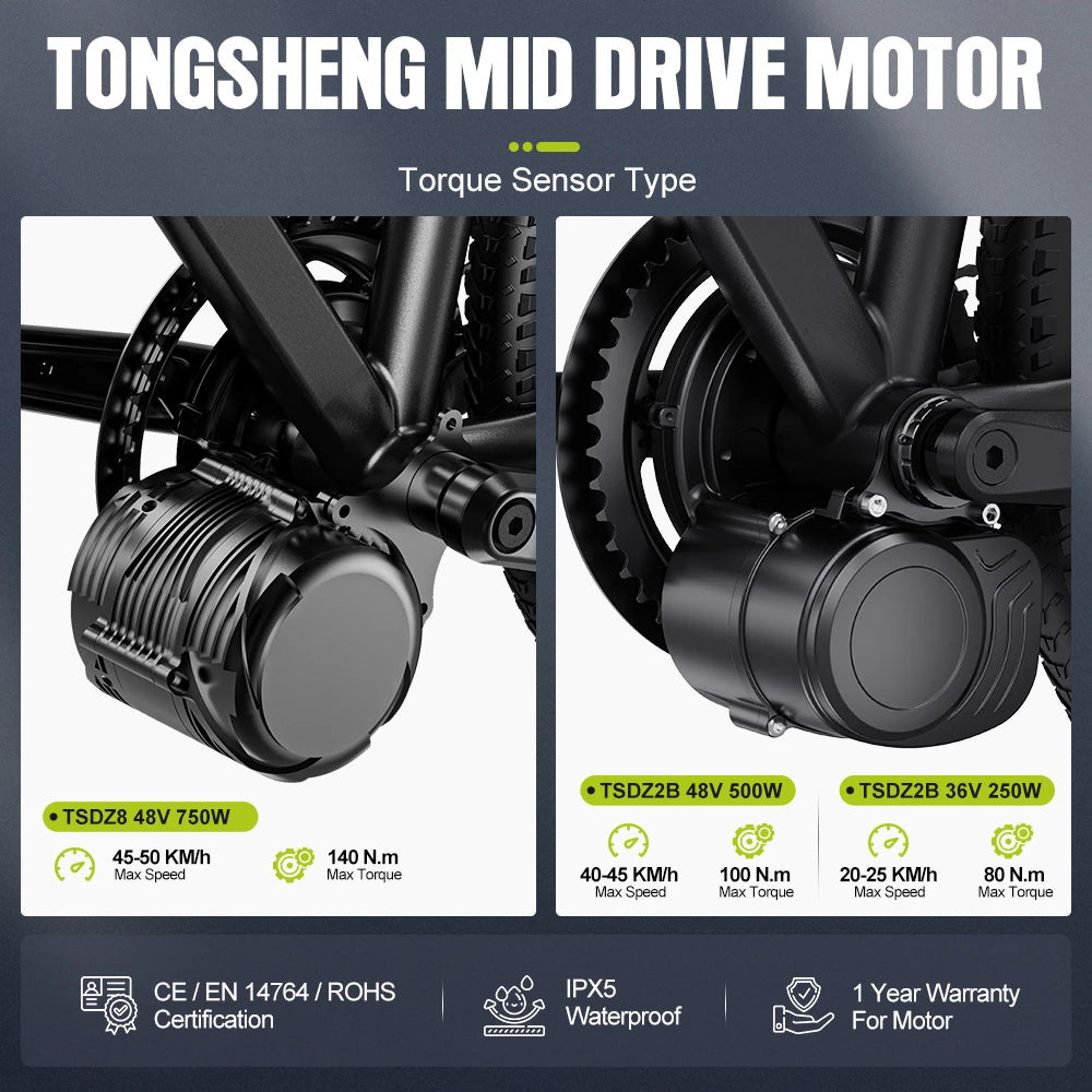 Tongsheng TSDZ8 750W Mid Drive Motor Kit 68mm 73mm BB